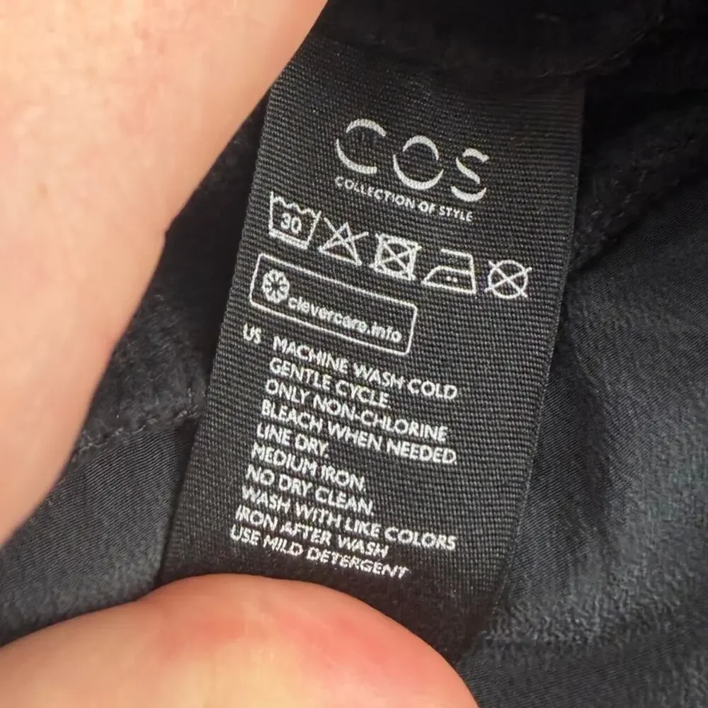 COS Layered Soft Cotton Silk Black Mock Neck Sweatshirt Women's Size SMALL